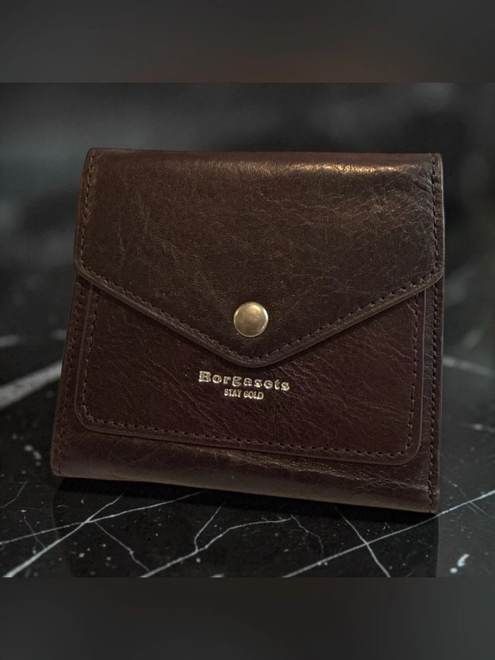 Brown Leather Men's Wallet - Classic Snap Card Holder